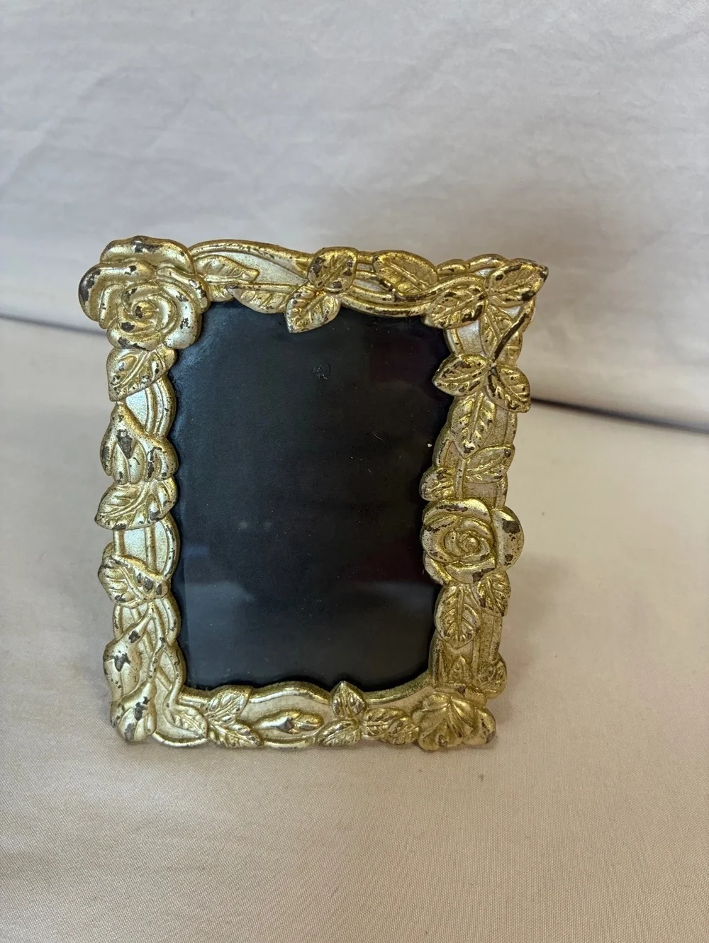 Vintage Gold-silver Tone mini Floral Decorative Photo Frame